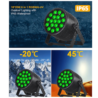 DJ Light 18pcs 20W 6IN1 RGBWA-UV Flat Par Outdoor Architectural Wash Light IP65 18x20W LED водонепроницаемая