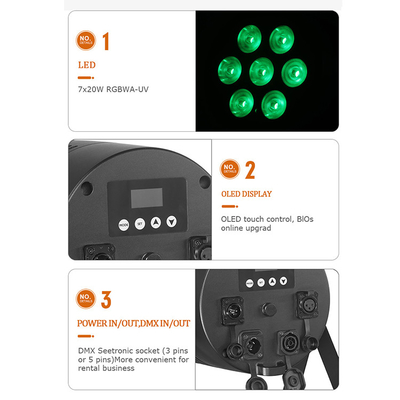 7x20W Rgbwauv Led Stage Par Light Dmx512 Control Par Light для мероприятия Свадьба Церковь Сцена вечеринки Par Lights