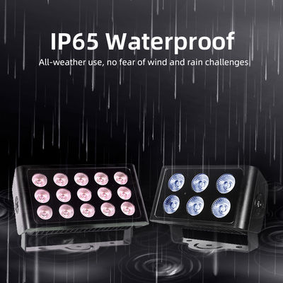 15x5W RGBW 4-в-1 IP65 уличный светодиодный прожектор — водонепроницаемый с широким лучом DMX512 для освещения сада, сцены и зданий