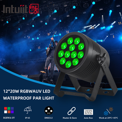Светодиодный прожектор Par 12x20W IP65, водонепроницаемый, RGBWA-UV 6-в-1, DMX512, сценическое освещение