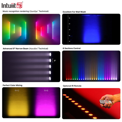 Светодиодный светильник IP20 DMX512 Усовершенствованное интеллектуальное музыкальное решение 24*2W RGBW LED Линейный бар Настенный светильник