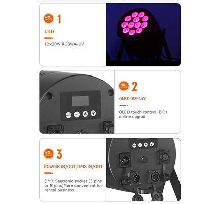 Светодиодный прожектор PAR 12x20W RGBWA-UV 6 в 1 Flat Par для сцены, вечеринок, свадеб, дискотек, баров, мероприятий, танцев