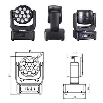 Сценическое осветительное оборудование для мероприятий DMX Beam RGBW 12x8w Светодиодная вращающаяся голова Wash Light