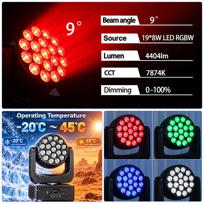 19x8w Rgbw 4in1 Движущийся свет для мытья головы DJ Дискотека Светильники для сцены