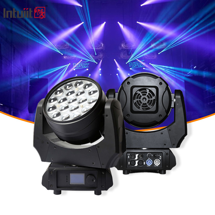 Движущиеся фары 19x15W Zoom DJ Lights RGBW LED Beam Wash Lighting Effect Сценальный свет для рев-активности Дискотеки