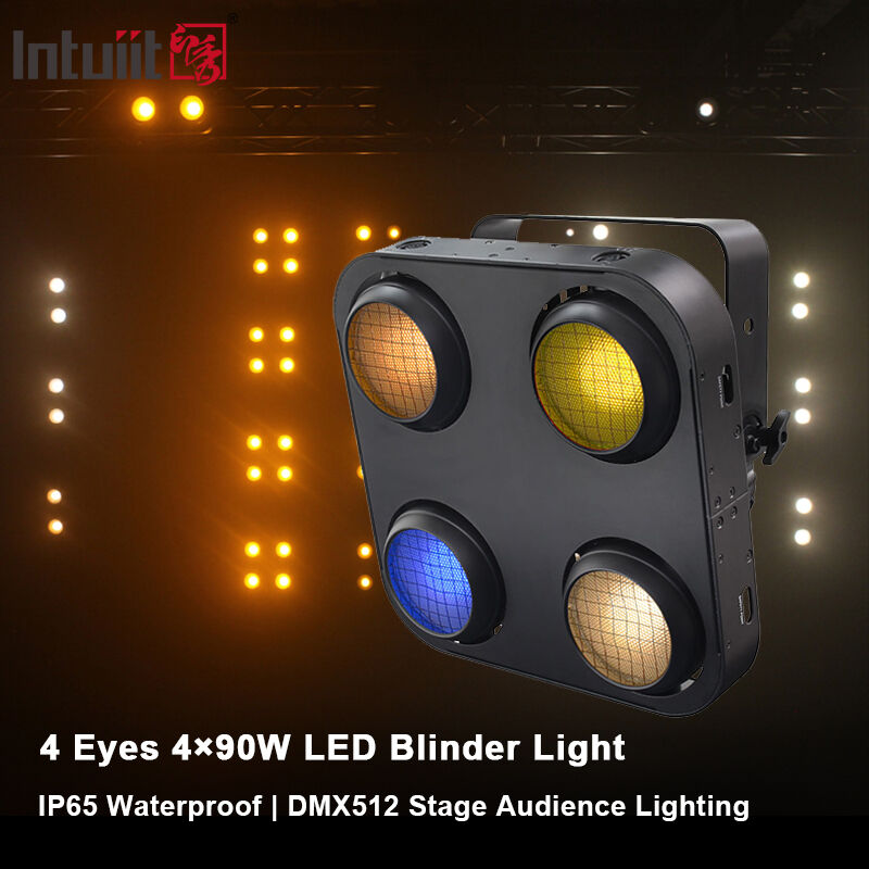 4-глазный светодиодный коробный факел 4x90W RGB Теплый белый янтарный факел для сцены Строб DMX512 Пиксельный контроль Сценальные фонари для вечеринки