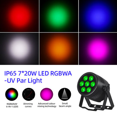 Супер яркий 7x20W RGBWA + UV 6in1 LED Par Light IP65 Внешнее водонепроницаемое светодиодное освещение для свадебного мероприятия Аренда церковной вечеринки Дискотека