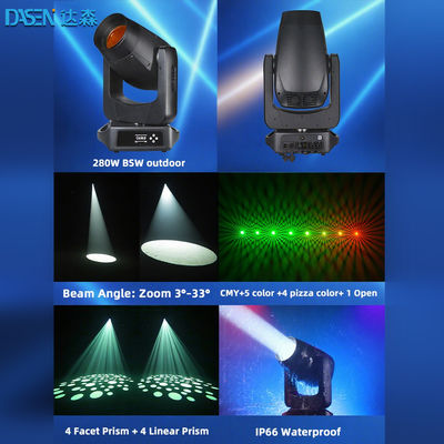 2025 BSW 280W Светодиодный вращающийся головной сценический светильник DMX512 Beam Spot Wash 3-в-1 для DJ дискотеки CMY
