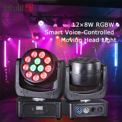 12X8W RGBW 4IN1 LED Движущаяся голова Умывание Сцена Свет для вечеринки освещение Звук активирован